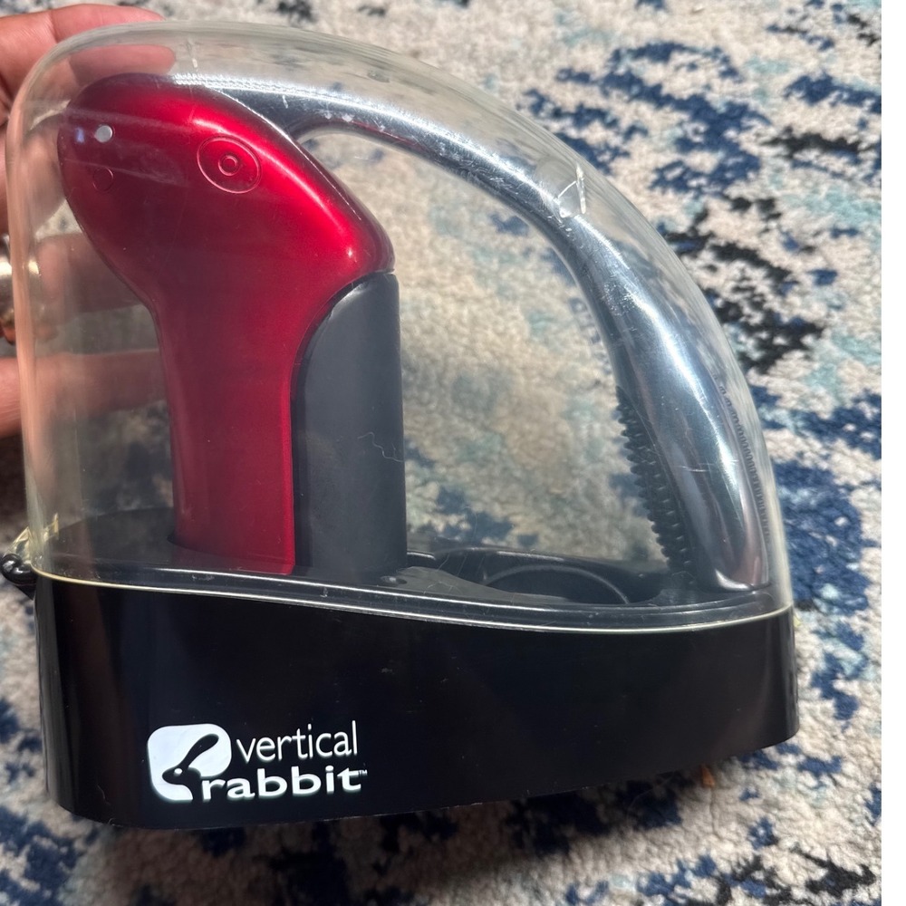 Rabbit Vertical Lever Corkscrew Wine Opener Red Chrome with Foil Cutter and Base - Picture 7 of 10